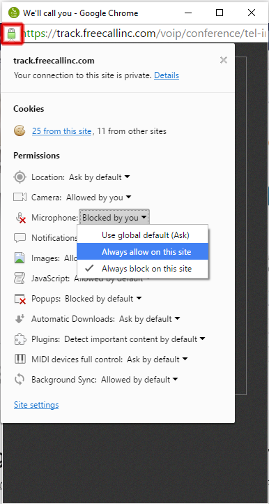 How to allow Michrophone in Chrome